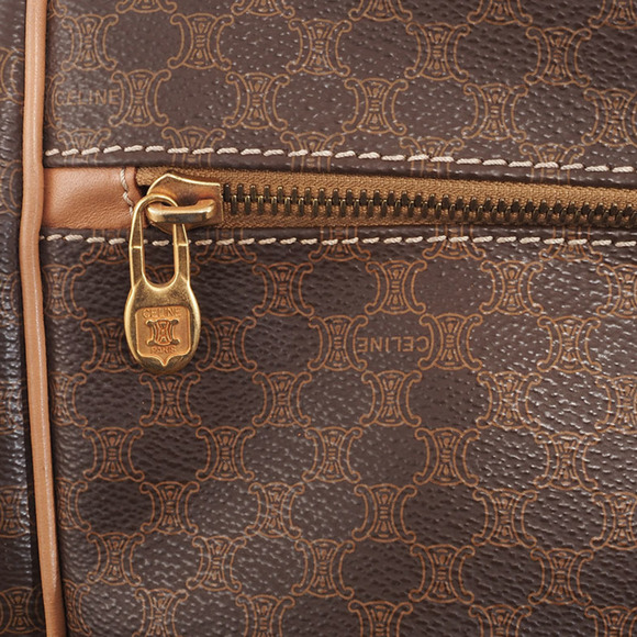 CELINE Old Boston Bag Brown PVC Leather Macadam - Picture 6 of 13